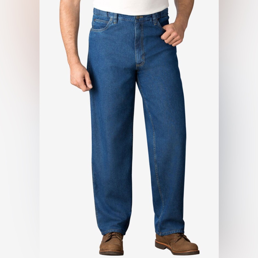 KingSize Men's Elastic Expandable Waist Blue Jeans 48 X 38 BIG